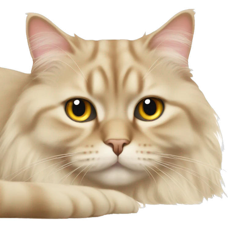 British longhair beige cat lying  emoji