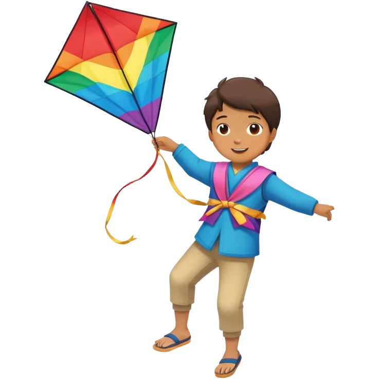 Child flying Japanese kite  emoji