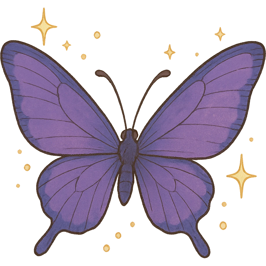 ghibli style purple butterfly with sparkles emoji