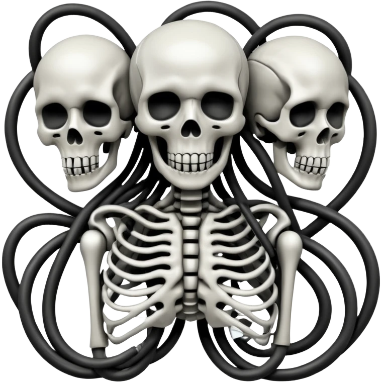 tangled cables merging with skeletal forms, undead biomechanical, Giger emoji