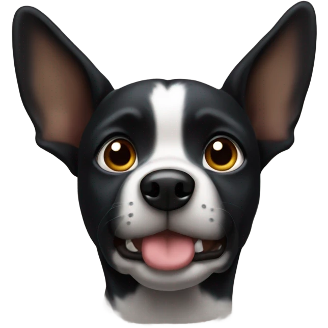 Black dog one ear up one ear down emoji