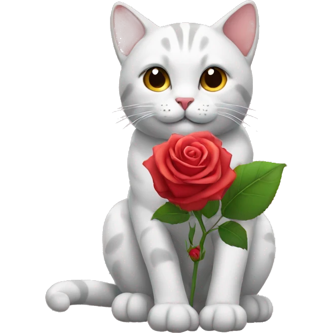 Cat holding a rose emoji