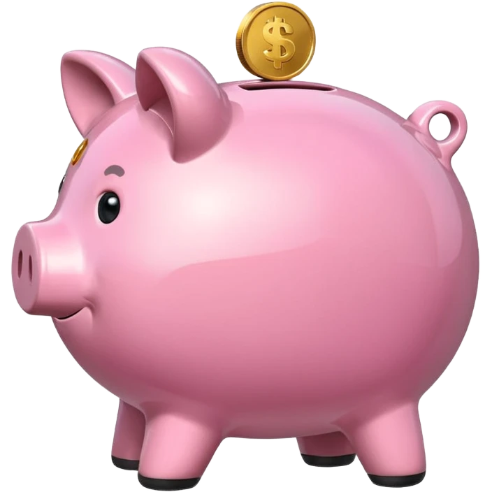 money in a piggy bank side on emoji