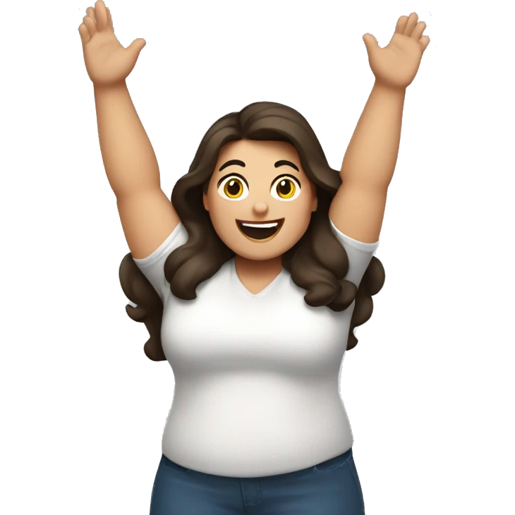Super excited fat brunette arms waving emoji