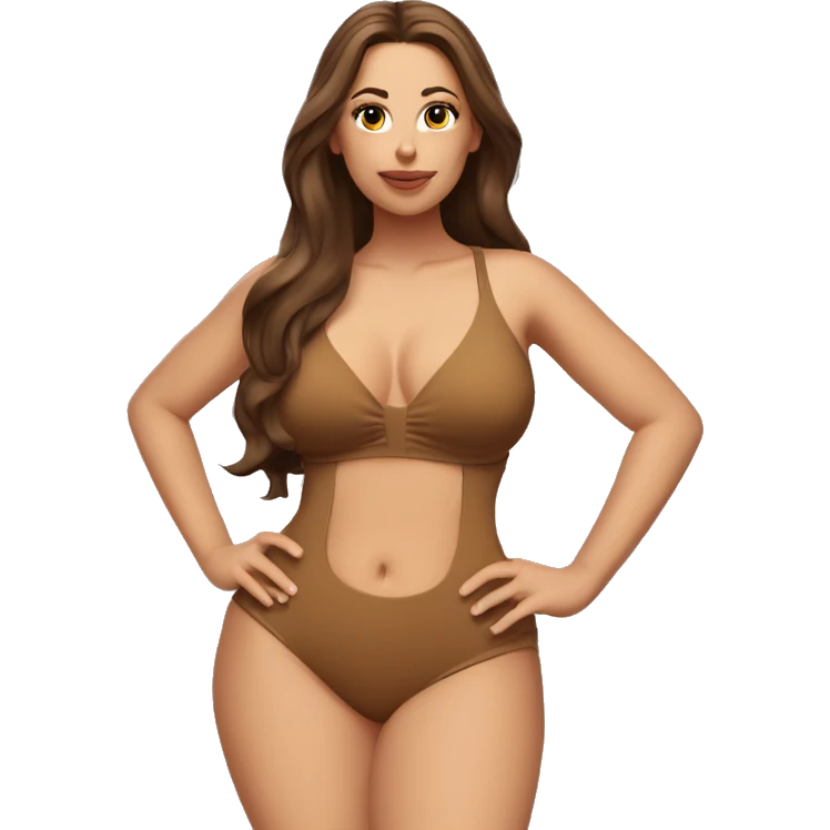 Slim-Thicc caucasian woman long brown hair swimsuit posing  emoji