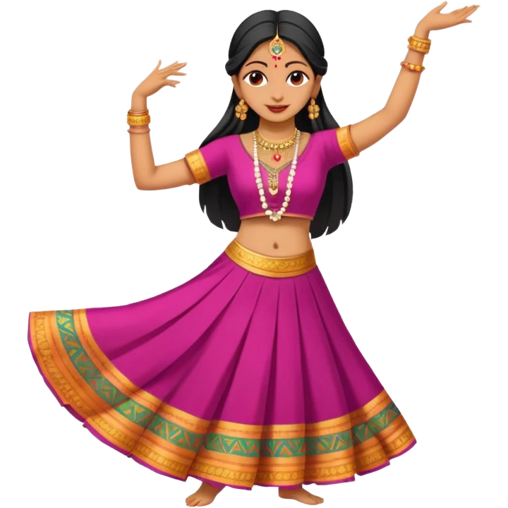 Indian woman in traditional clothes dances.  format portrait emoji