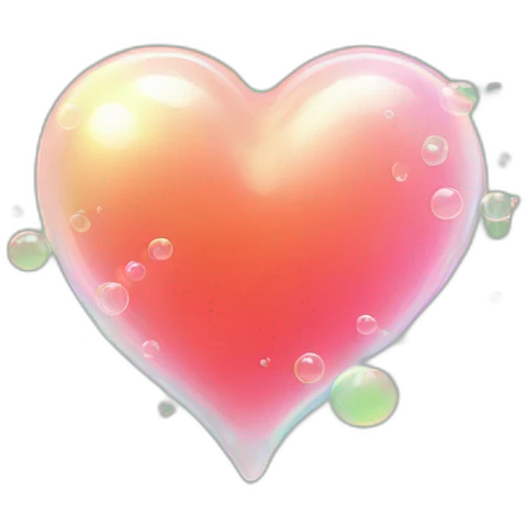 green soap bubble in the shape of a heart emoji
