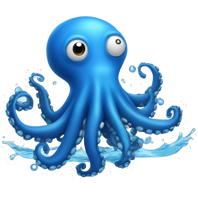 Blue Octopus playing water polo emoji