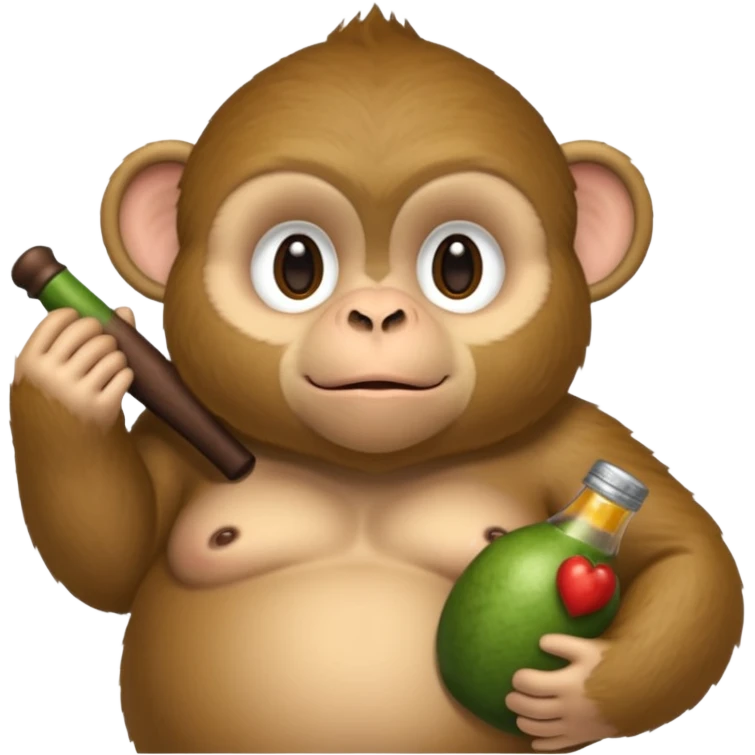 Fat monkey holding a cuerno de chivo  emoji
