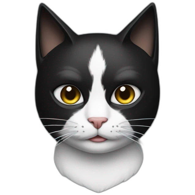A black white cat with a Batman mask emoji