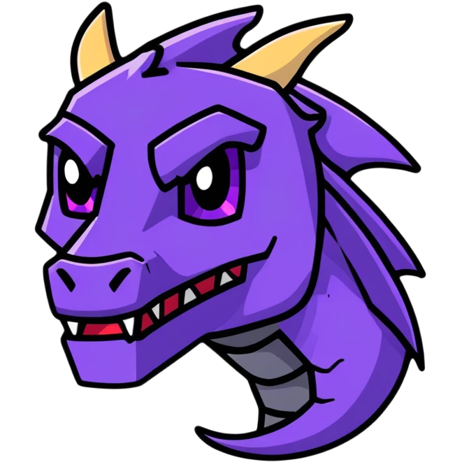 Minecraft black dragon head with purple eyes emoji