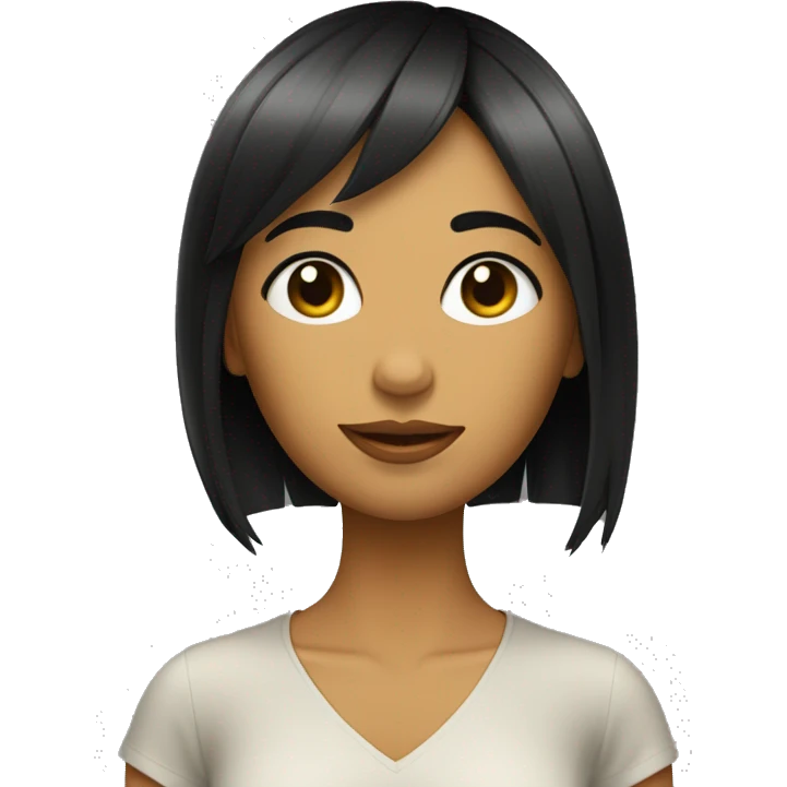 Chica con flequillo y pel medio corto de color negro emoji