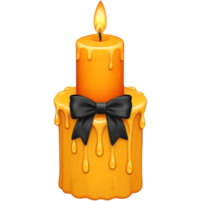 orange yellow candle, with black bow emoji