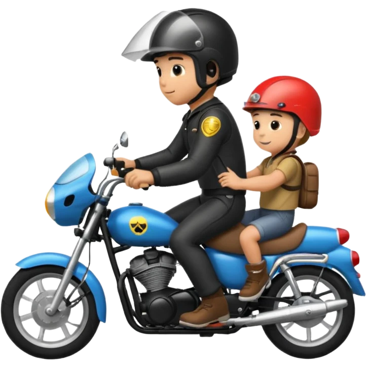 black lab riding motorbike with boy  emoji