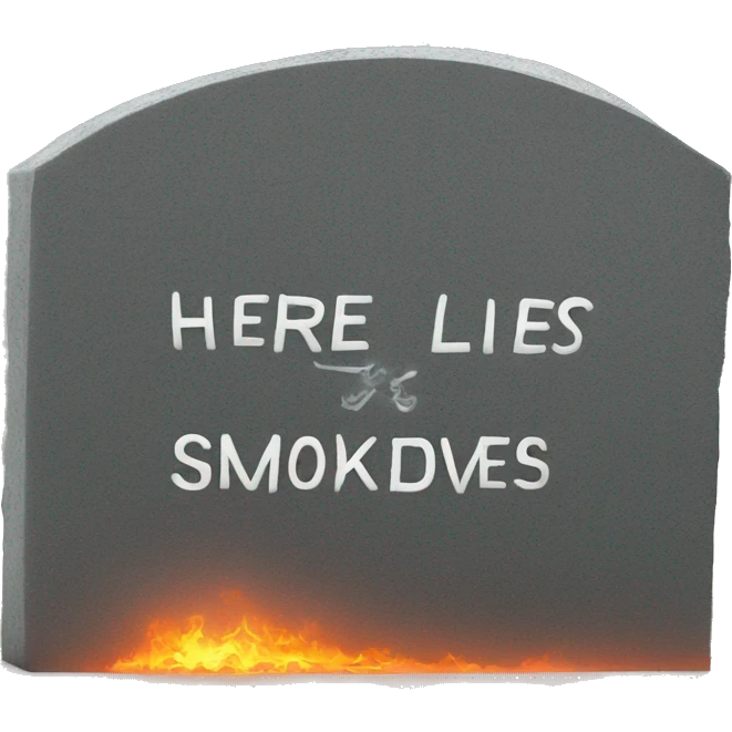 gravestone that says here lies SmokeDevil emoji