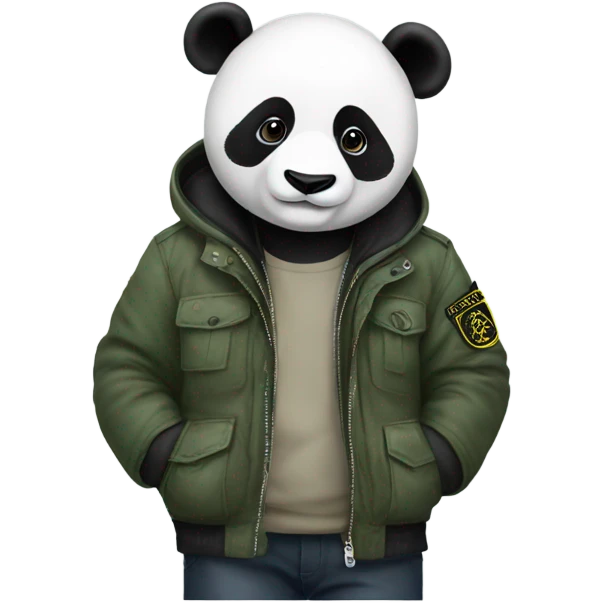 Panda is wearing stone island emoji