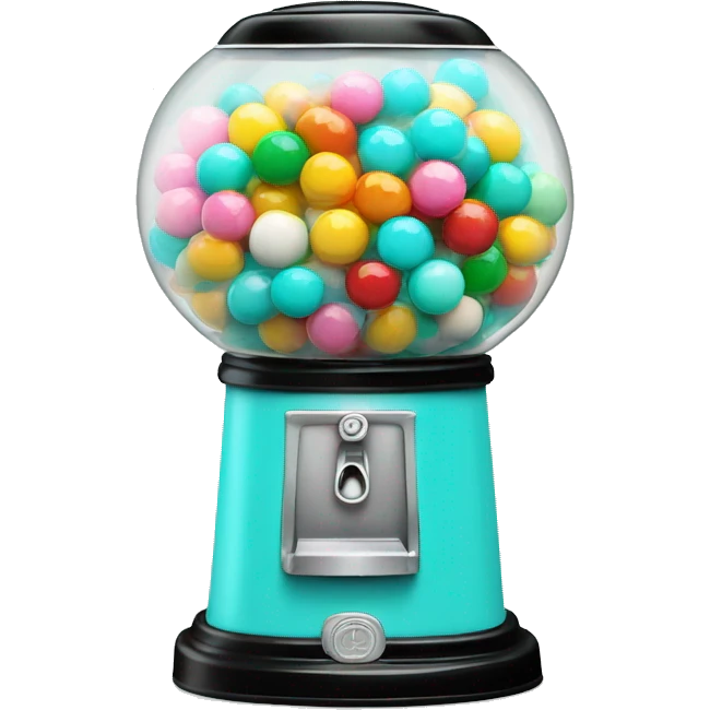 Realistic tiffany blue gumball machine with colorful gumball inside of it. emoji