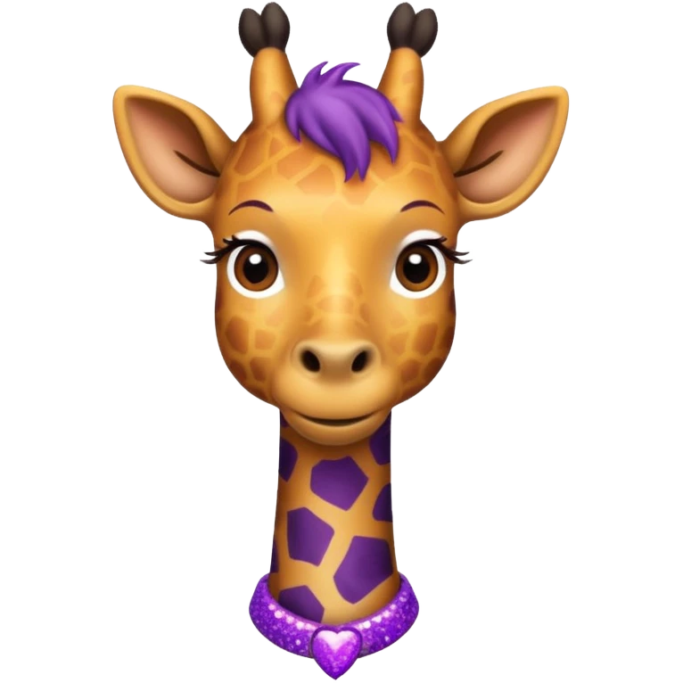 Girafa com colar roxo com glitter emoji