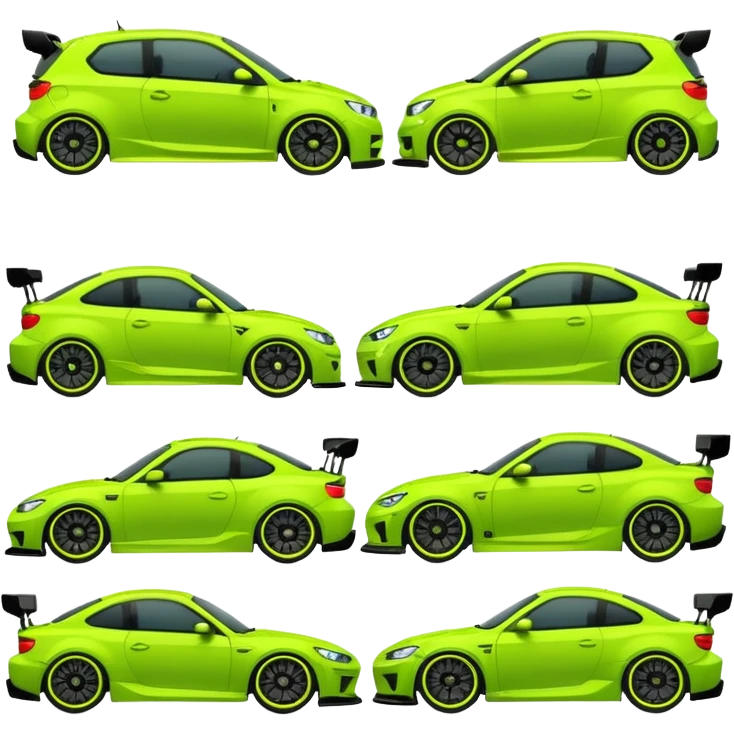 Emoji pack for R2 motorsport company, drift builds, motorsport parts, lime theme, just text emoji