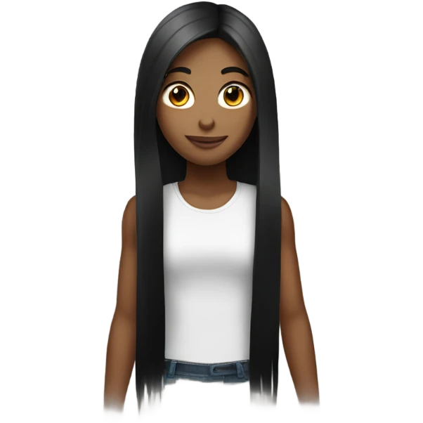A girl with black straight and long hair  emoji
