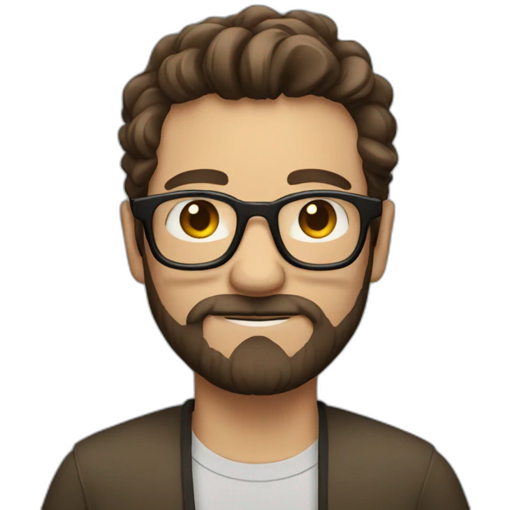 guy with tall beard and brown hair and glasses emoji