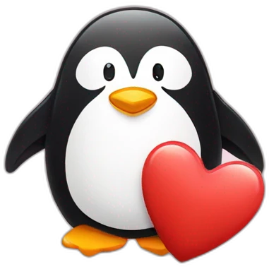 Penguin hugging a heart emoji