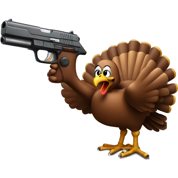 a turkey with a gun emoji