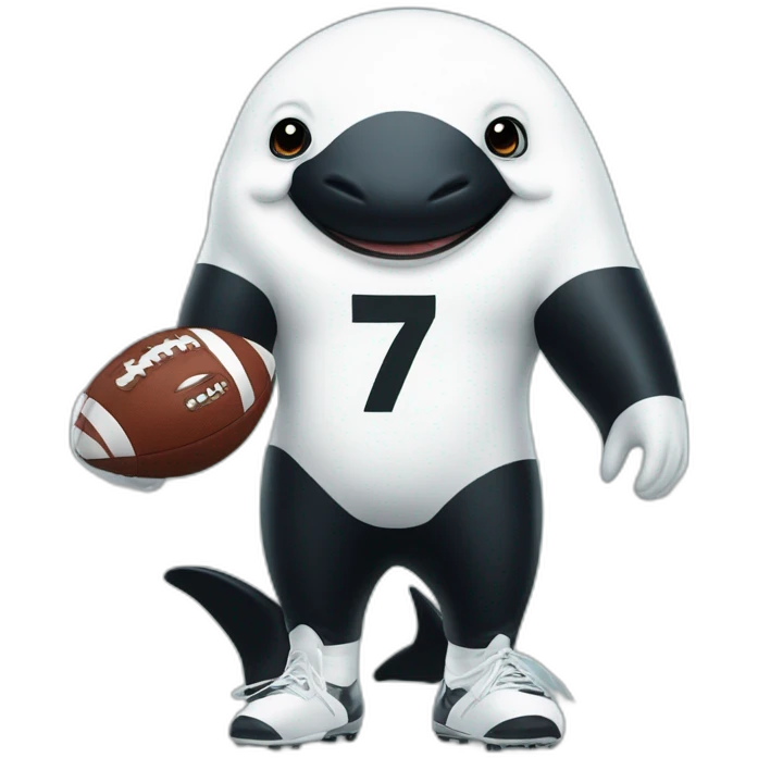 albino killer whale wearing a football jersey with the number 7 emoji