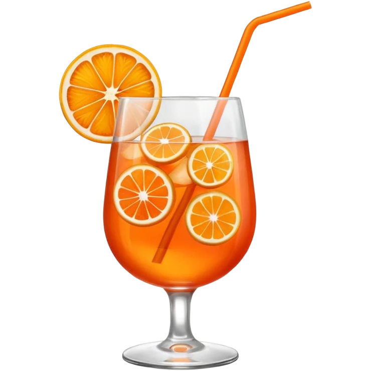 Mach mir einen Aperol in Emoji Stil - eine Orangenscheibe im Glas und ein Strohhalm - keine Deko  emoji