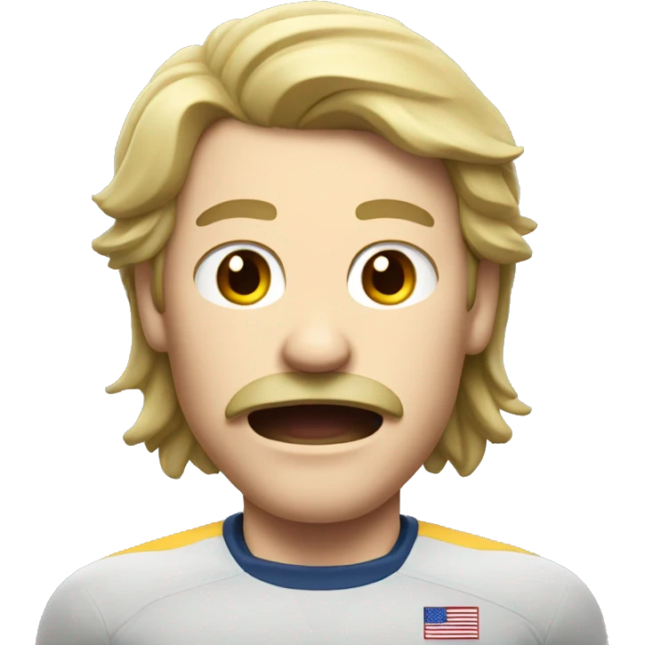 white athlete with a mustache and a mullet yelling  emoji