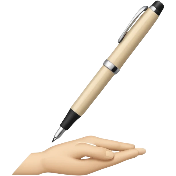Symbol of a writing hand with a pen, minimalist design, beige color emoji
