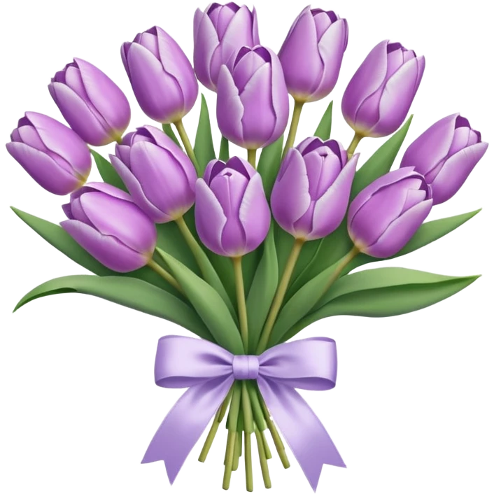 Pastel lilac tulip bouquet with bow emoji