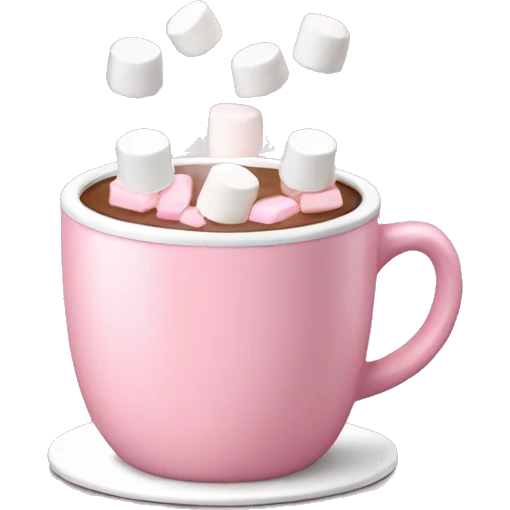 Lights Pink mug of hot chocolate with marshmallows  emoji