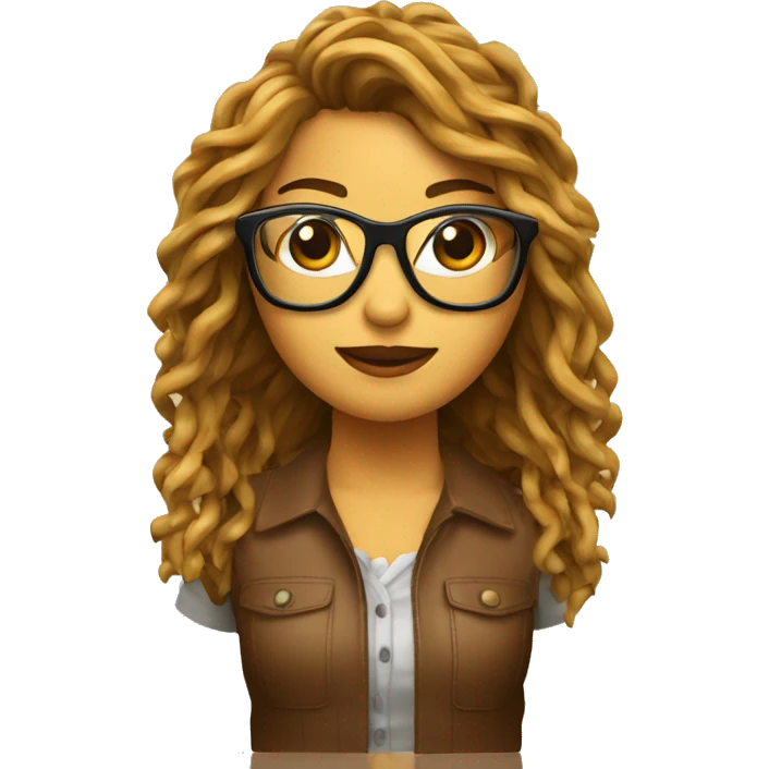 Chica con moño alto castaña con gafas de pasta marrones emoji