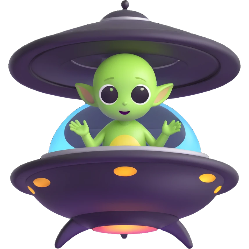 cute alien inside a flying saucer emoji