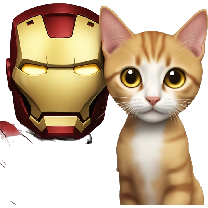 Superhero iron man and cat laught emoji