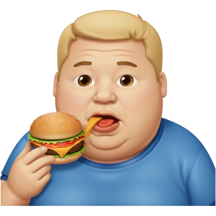 fat man eating bruger and drooling emoji