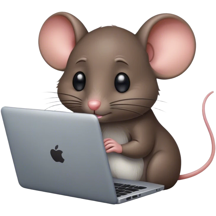 Sad mouse using laptop emoji