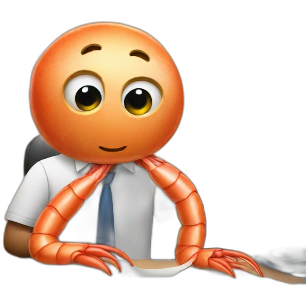 shrimp at desk emoji