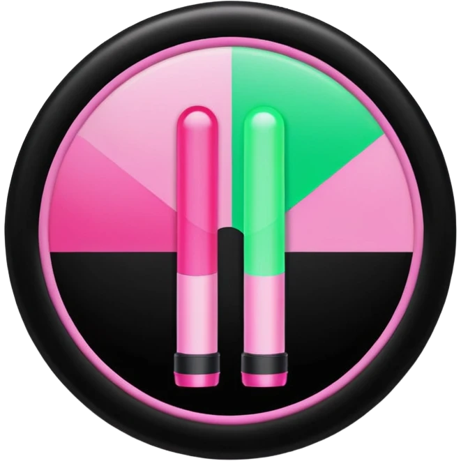 BLACKPINKGREEN k-pop retro sticker, black and pink and white and green light stick, iconic emoji