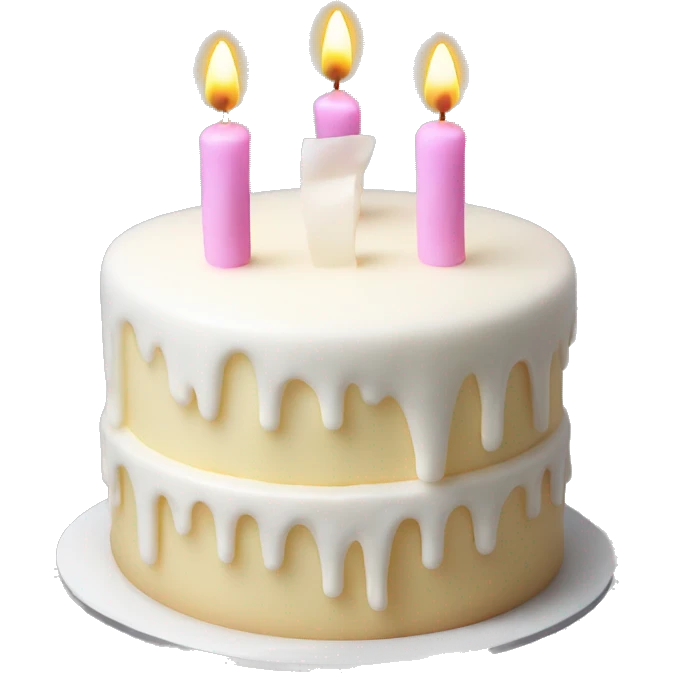 Realistic white cake with candles emoji