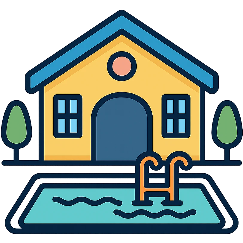 luxury home with indoor pool, color outline icon emoji