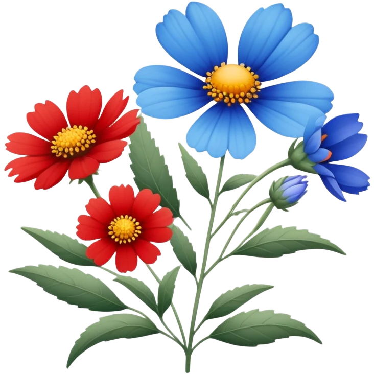 Wildflower bleu and red  emoji