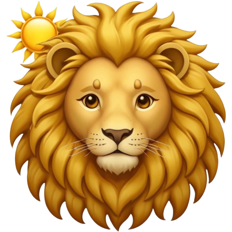 Realistic lion with a sun behind it emoji
