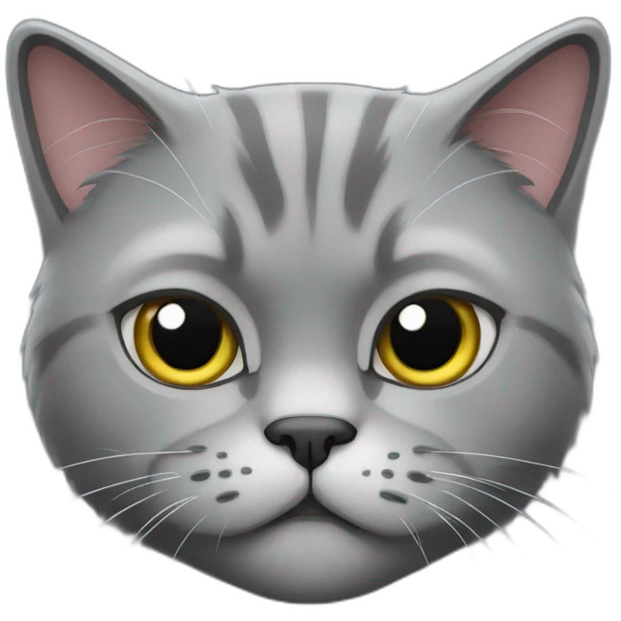 Scottish grey cat with grumpy face emoji