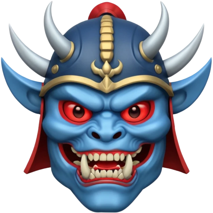 blue oni with samurai helmet face emoji