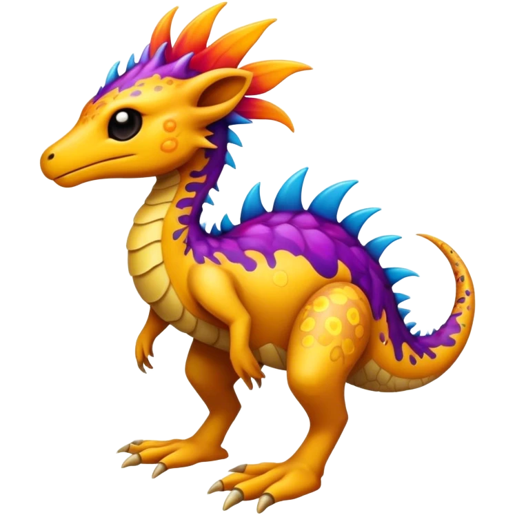 a colorful edgy vernid-fionbri-creature with splash patterns full body.  emoji