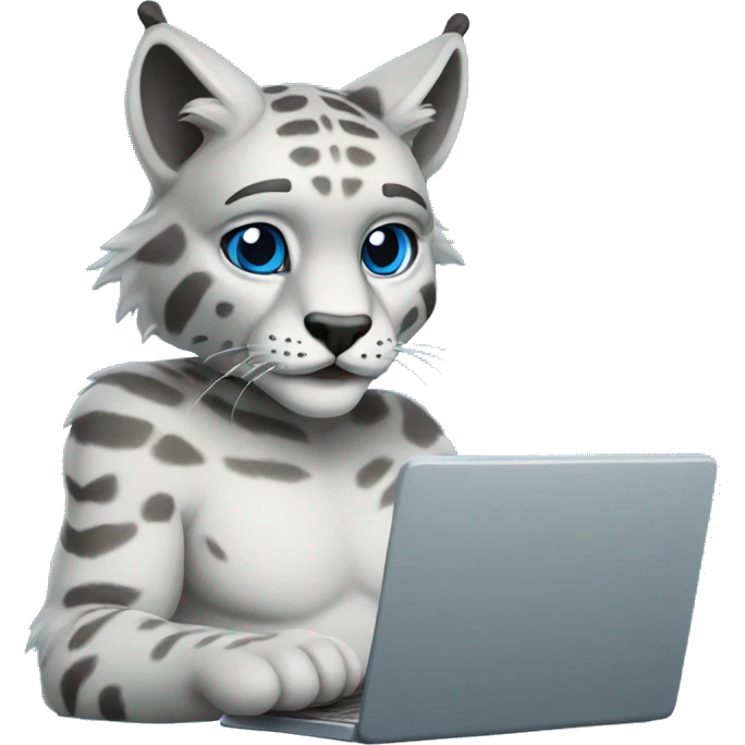 A blue lynx with a laptop emoji