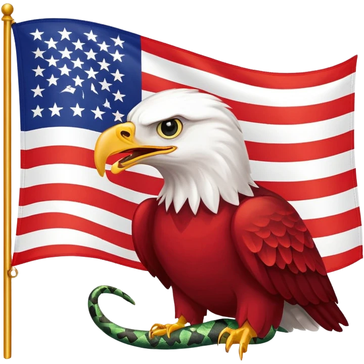 a flag with a red background with five start and an eagle eating a snake emoji