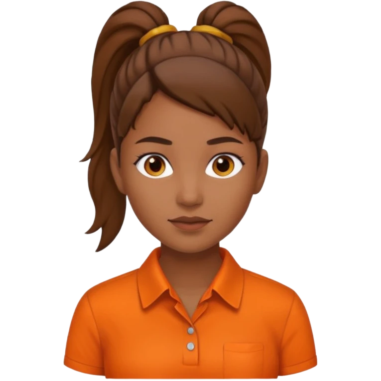 brown ponytail woman in orange collared shirt emoji